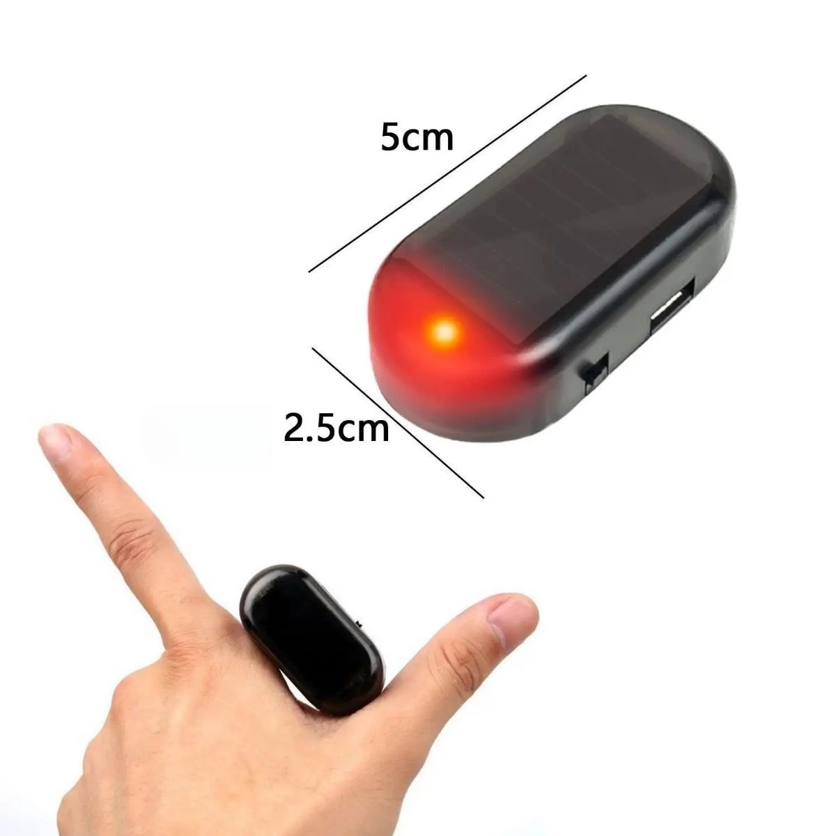 Araç İçin Caydırıcı Solar Enerji İle Şarj Olan  Güçlü Yapışkanlı Işıklı Plastik Mini Sahte Alarm ( Lisinya )