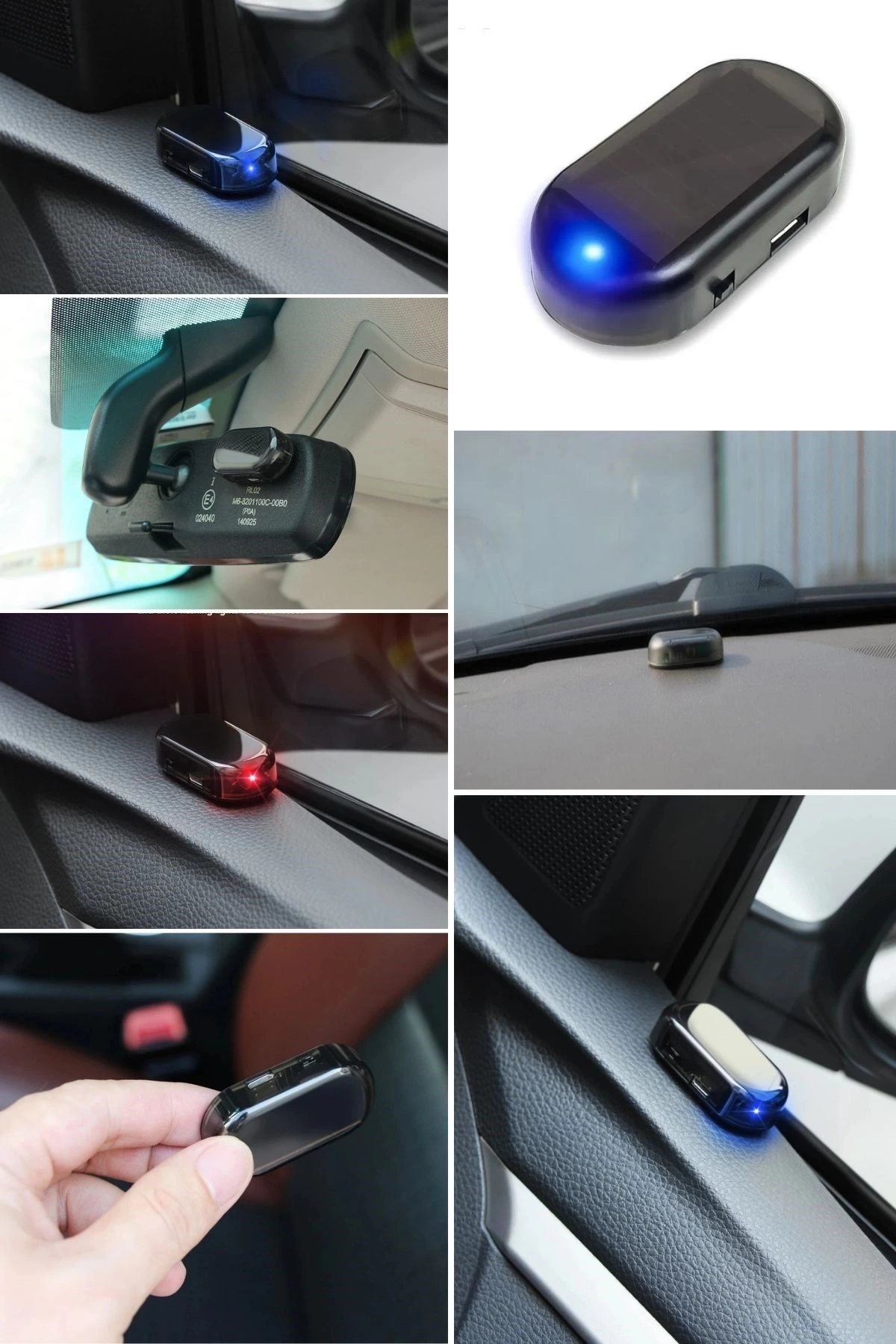 Araç İçin Caydırıcı Solar Enerji İle Şarj Olan  Güçlü Yapışkanlı Işıklı Plastik Mini Sahte Alarm ( Lisinya )