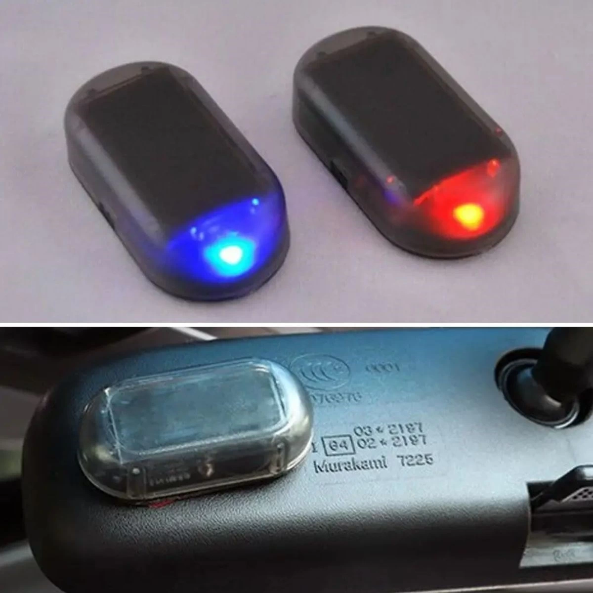 Araç İçin Caydırıcı Solar Enerji İle Şarj Olan  Güçlü Yapışkanlı Işıklı Plastik Mini Sahte Alarm ( Lisinya )