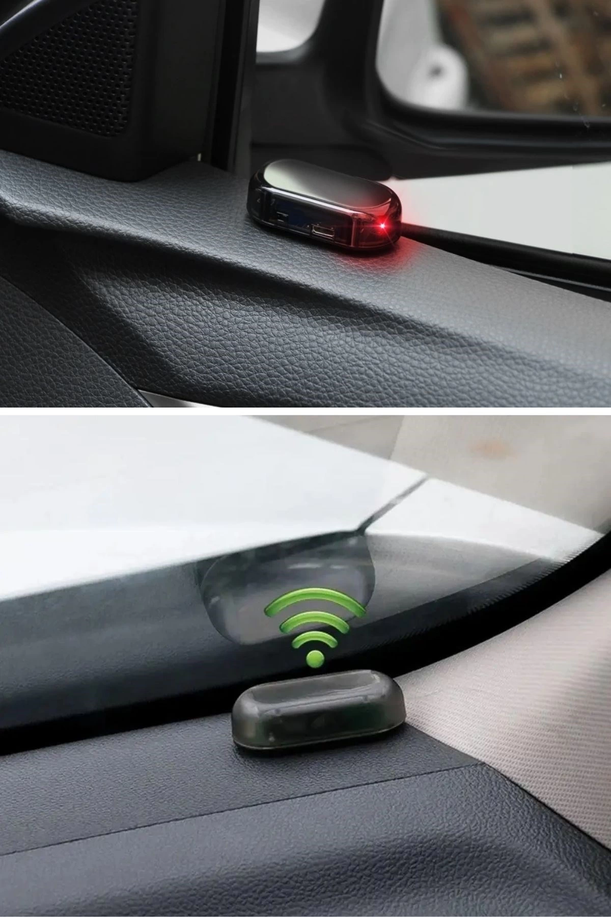 Araç İçin Caydırıcı Solar Enerji İle Şarj Olan  Güçlü Yapışkanlı Işıklı Plastik Mini Sahte Alarm ( Lisinya )