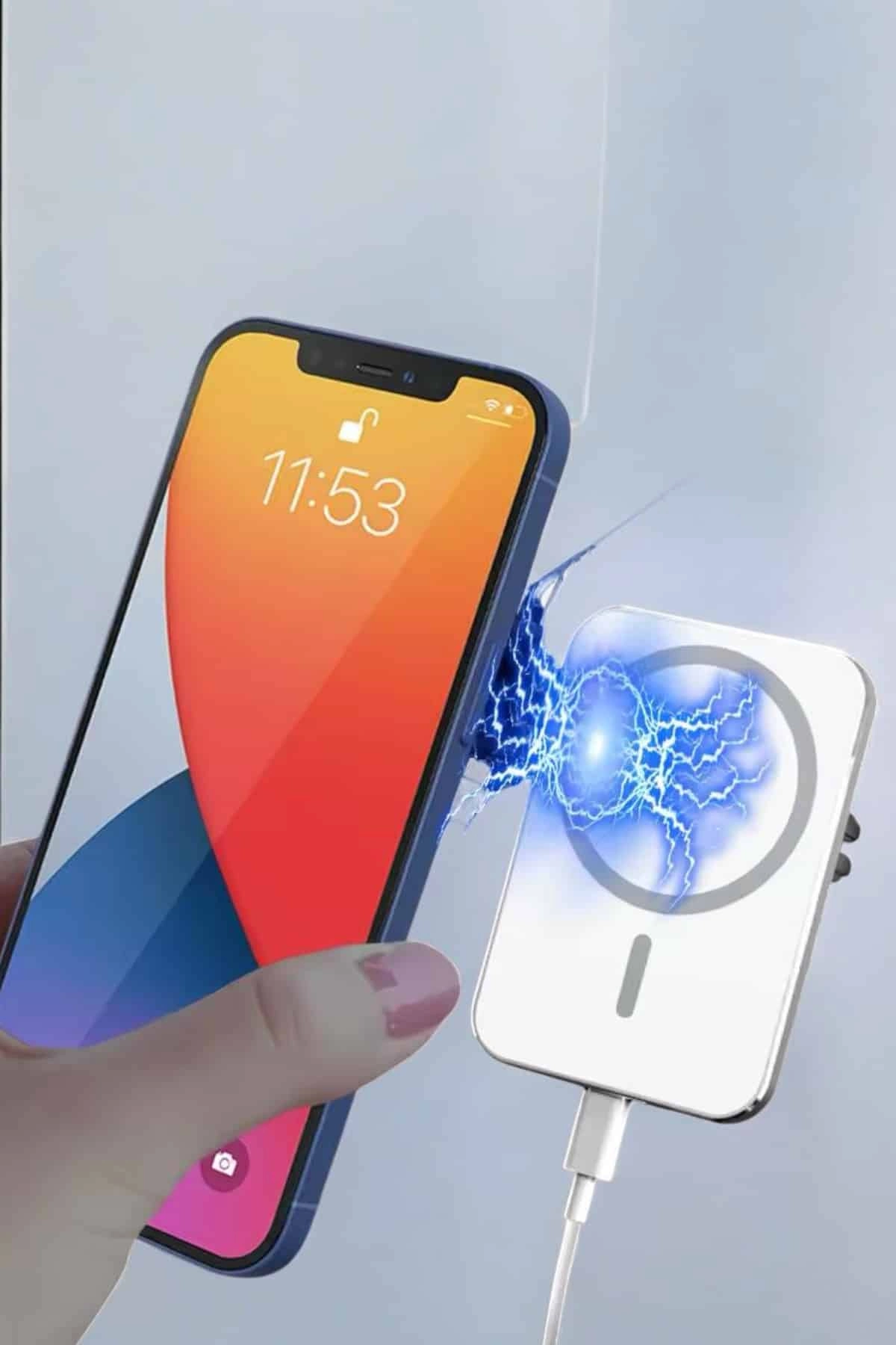 Araç Uyumlu Kablosuz 15w Taşınabilir Şarj Aleti Çift Kablo ( Lisinya )