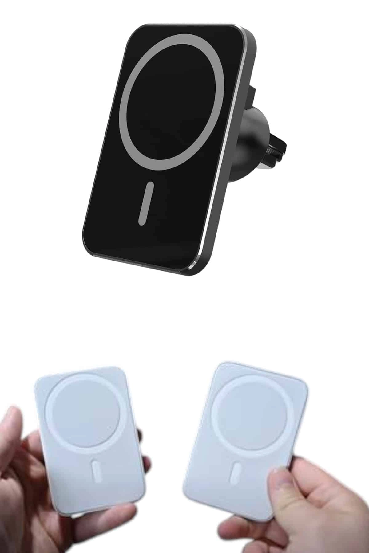 Araç Uyumlu Kablosuz 15w Taşınabilir Şarj Aleti Çift Kablo ( Lisinya )