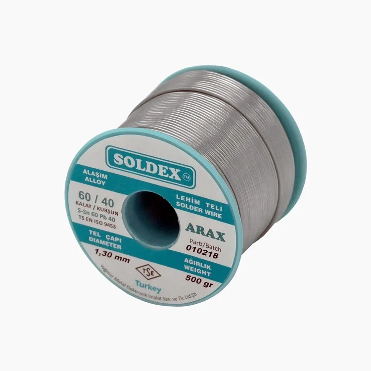 Arax 60-40 Lehim Teli 500 Gr 1.3 Mm - Sn:60 / Pb:40 ( Lisinya ) Arax 60-40 Lehim Teli 500 Gr 1.3 Mm - Sn:60 / Pb:40 ( Lisinya )