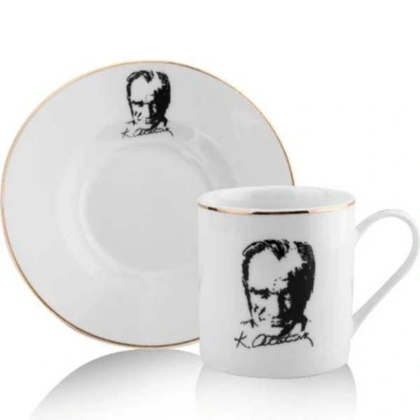Atatürk Tasarımlı Porselen 2'li Kahve Seti ( Lisinya )