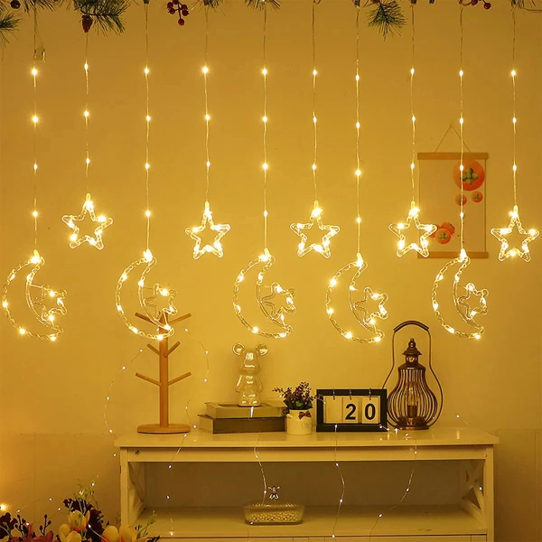Ay Yıldız Perde Led 10 Saçaklı ( Lisinya )