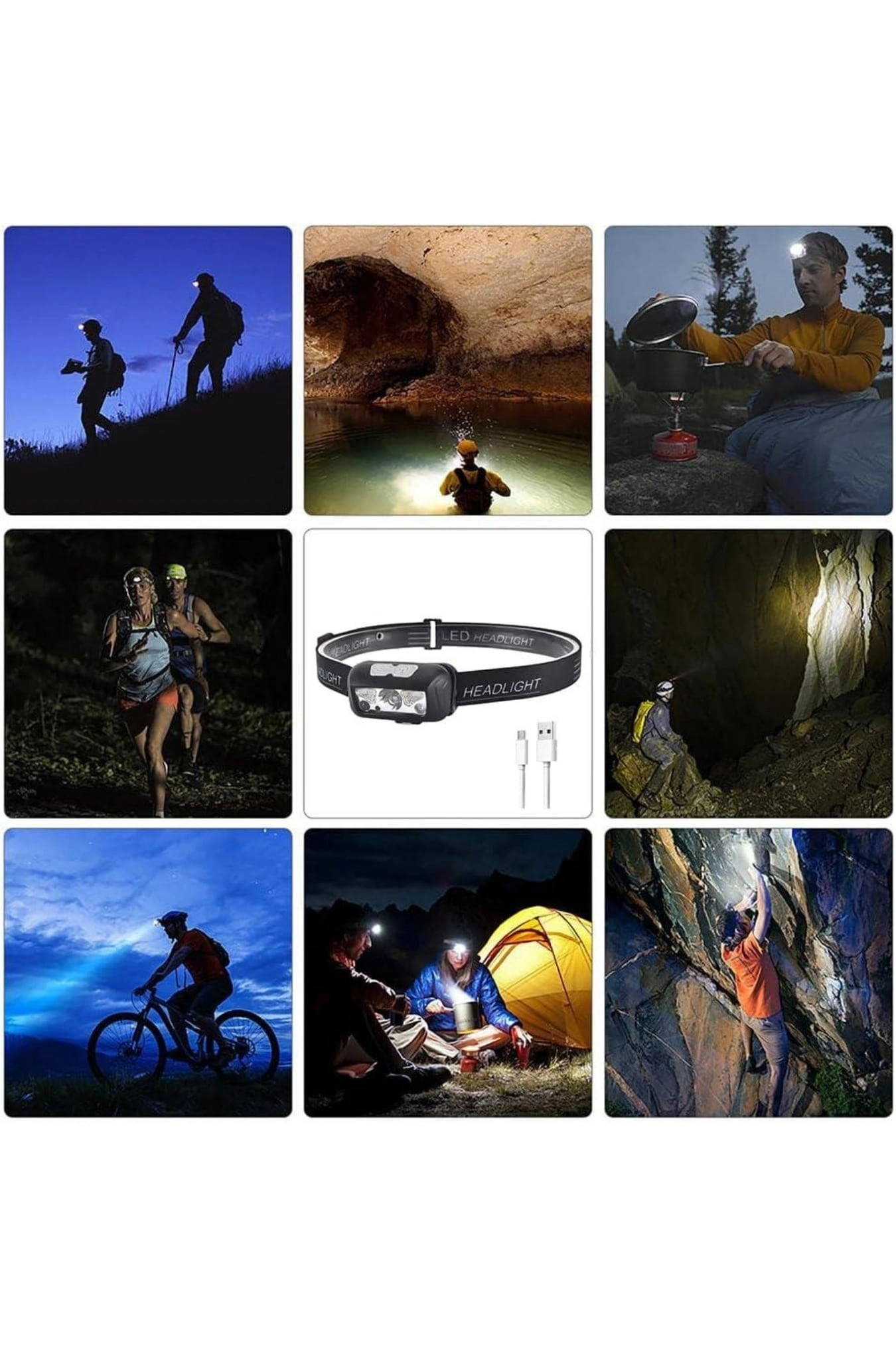 Ayarlanabilir Kafa Lambası Type-c Şarjlı Kompakt Kamp Lambası ( Lisinya )