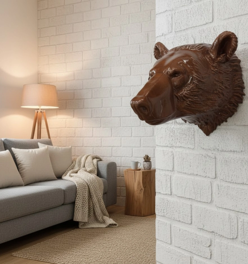 Ayı Başı Duvar Dekoru Modern Asılabilir Heykel 25x19 Cm ( Lisinya ) Ayı Başı Duvar Dekoru Modern Asılabilir Heykel 25x19 Cm ( Lisinya )