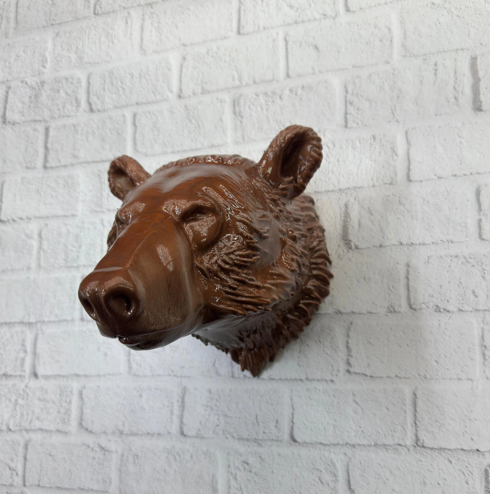 Ayı Başı Duvar Dekoru Modern Asılabilir Heykel 25x19 Cm ( Lisinya )