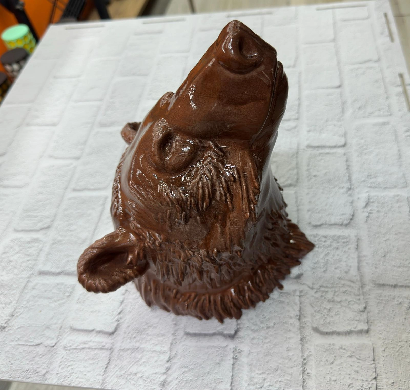 Ayı Başı Duvar Dekoru Modern Asılabilir Heykel 25x19 Cm ( Lisinya )