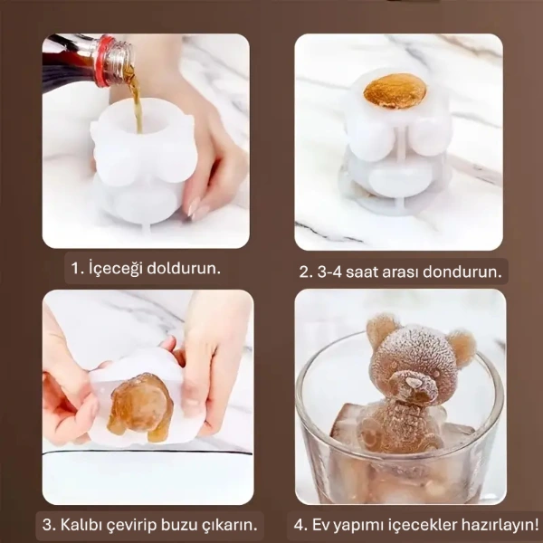 Ayı Şekilli Silikon Buz Kalıbı ( Lisinya ) Ayı Şekilli Silikon Buz Kalıbı ( Lisinya )