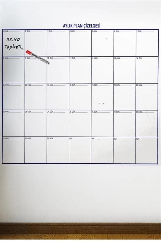 Aylık Planlayıcı Manyetik Duvar Stickerı Takvim Plan Çizelgesi ( Lisinya )