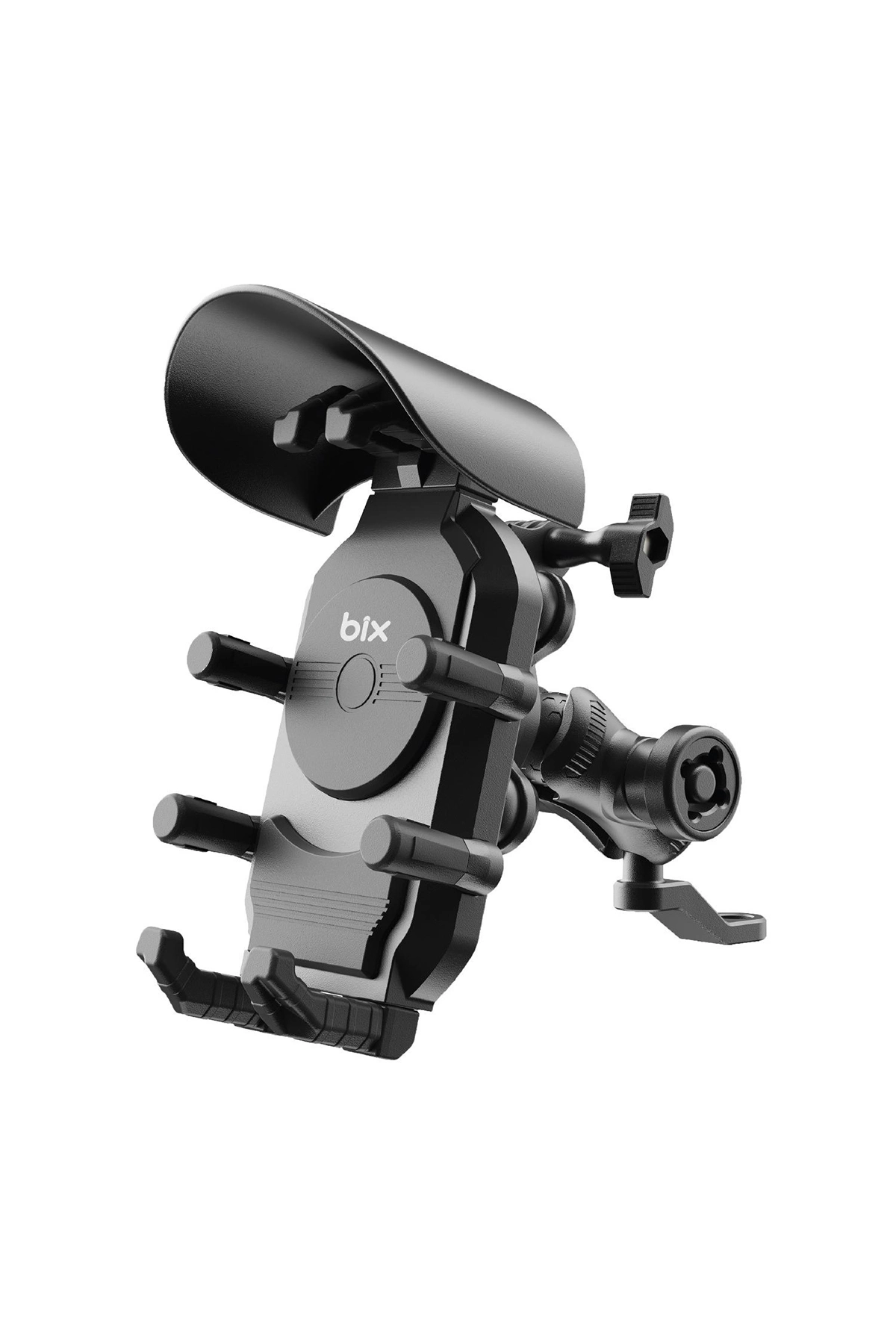 Ayna Bağlantılı Güneş Ve Yağmur Korumalı 360° Derece Ayarlanabilir Motosiklet Telefon Tutucu ( Lisinya )