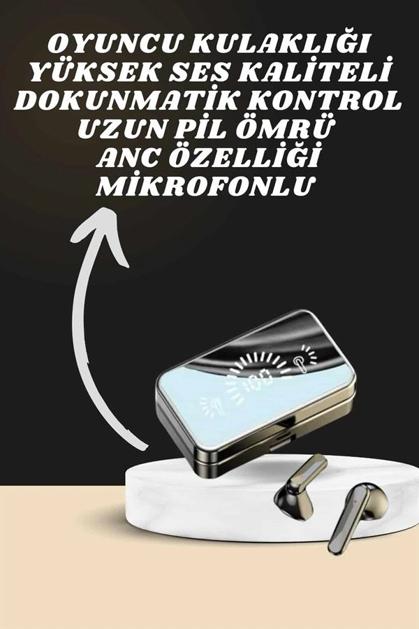Aynalı Bluetooth Kulaklık Ve 7 Kordonlu Akıllı Saat Dijital Göstergeli Uzun Pil Ömrü ( Lisinya )