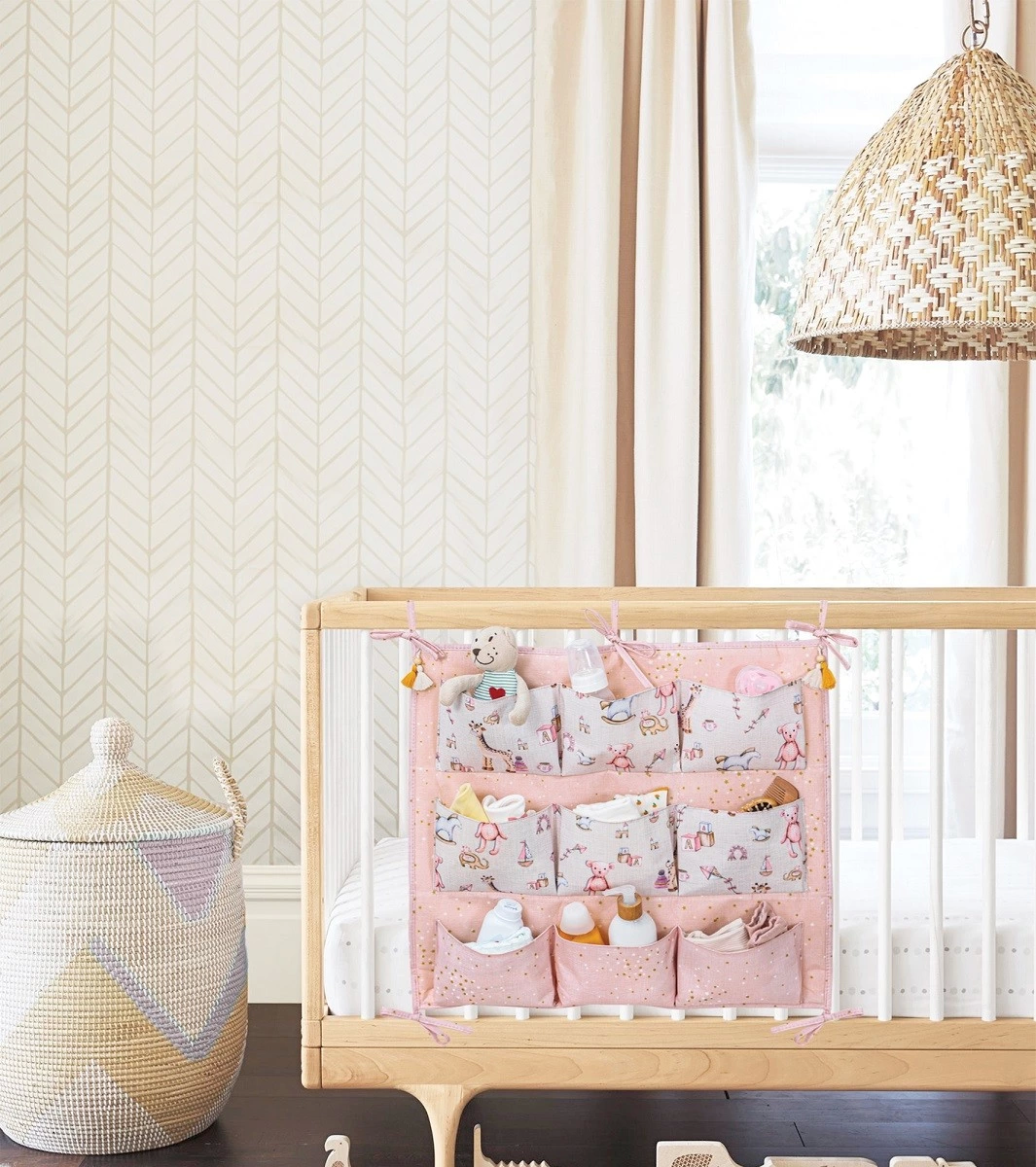 Baby 9 Cepli Bağlamalı Beşik Kenarı Düzenleyici (pembe) ( Lisinya )