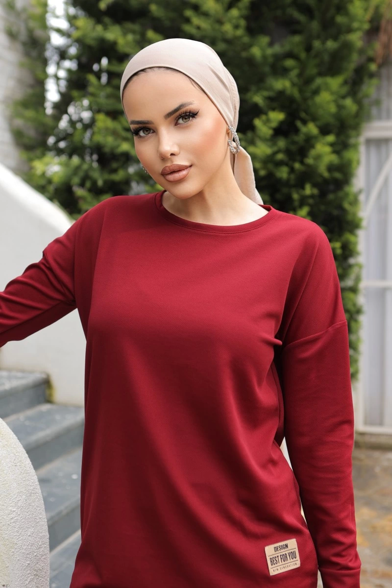 Yeni Stil Bordo Arma Detay Tunik 10020 ( Lisinya ) Yeni Stil Bordo Arma Detay Tunik 10020 ( Lisinya )