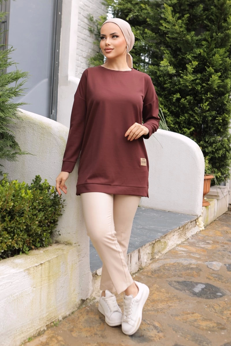 Yeni Stil Kahve Arma Detaylı Tunik 10020 ( Lisinya ) Yeni Stil Kahve Arma Detaylı Tunik 10020 ( Lisinya )