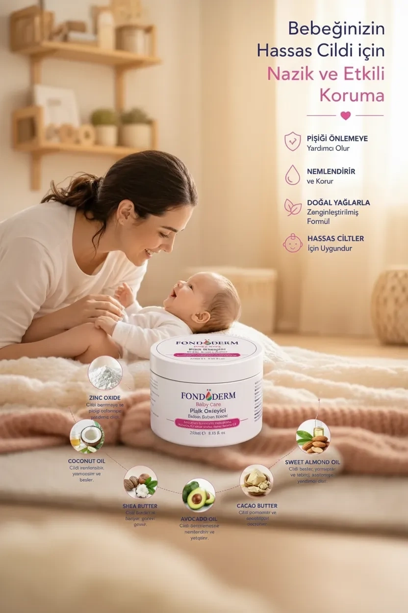 Bebek Pişik Kremi Çinko Oksit ve Lanolin İçerikli Bariyer Krem Yoğun Onarıcı Cilt Bakım Kremi ( Lisinya )