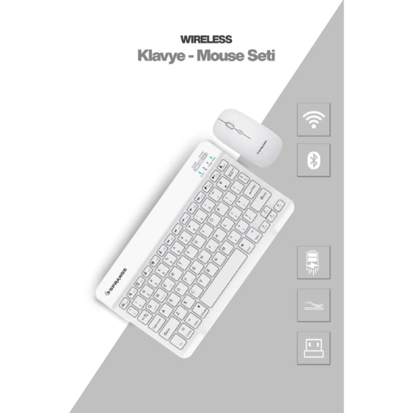 Beyaz Kablosuz Klavye Ve Mouse Seti ( Lisinya ) Beyaz Kablosuz Klavye Ve Mouse Seti ( Lisinya )