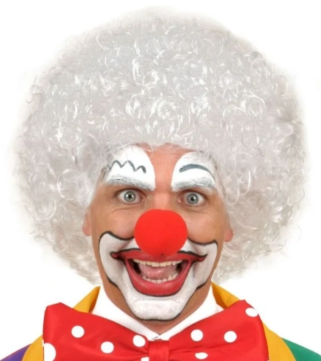 Beyaz Kıvırcık Afro Peruk Ve Kırmızı Sünger Burun Seti ( Lisinya ) Beyaz Kıvırcık Afro Peruk Ve Kırmızı Sünger Burun Seti ( Lisinya )