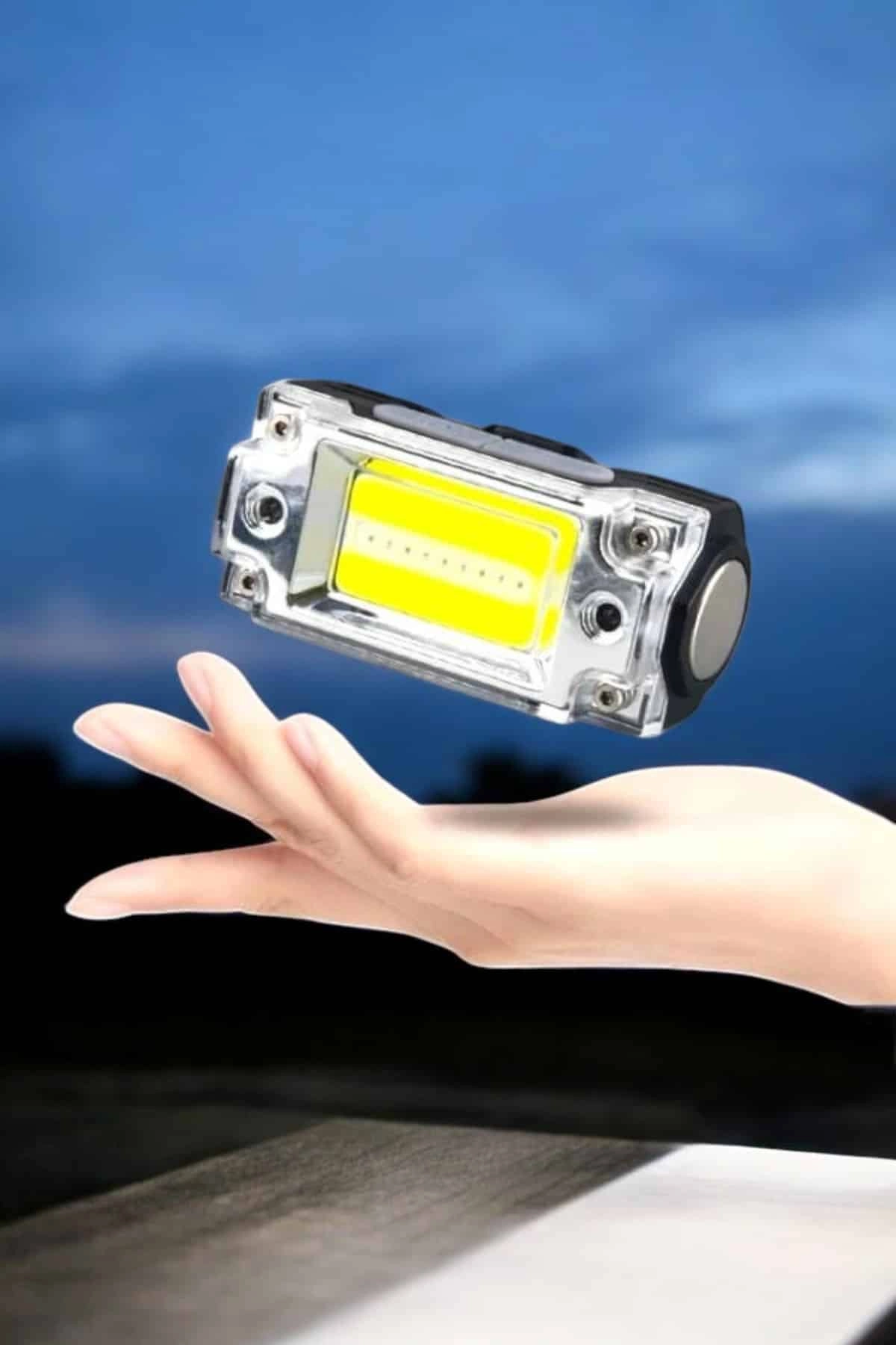 Beyaz Led Işık Sensörlü Kafa Lambası Lityum Batarya Led El Fenerli Şarjlı ( Lisinya )