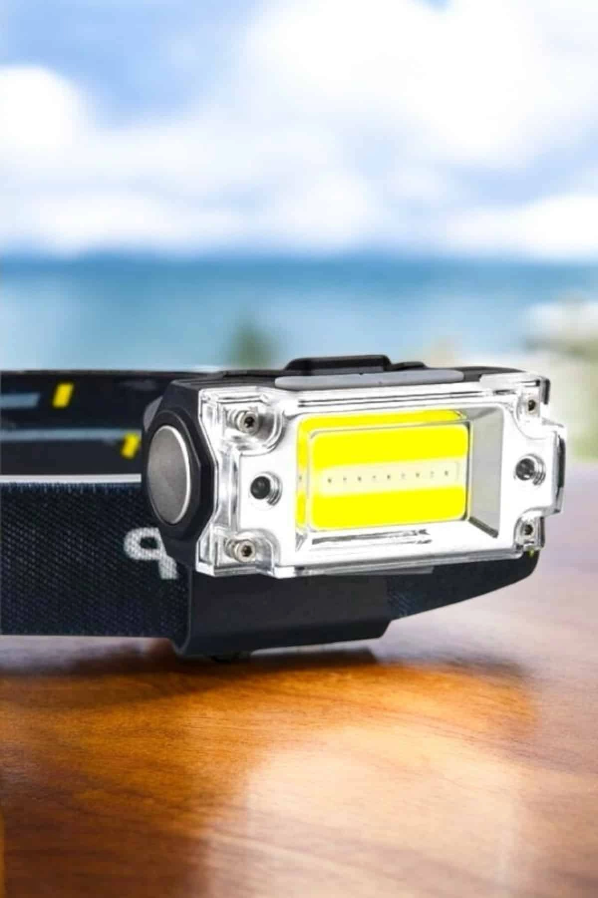 Beyaz Led Işık Sensörlü Kafa Lambası Lityum Batarya Led El Fenerli Şarjlı ( Lisinya )