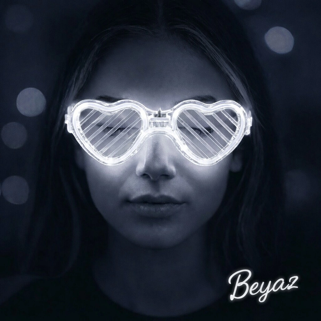 Beyaz Led Işıklı Kalp Gözlük – 3 Modlu ( Lisinya )