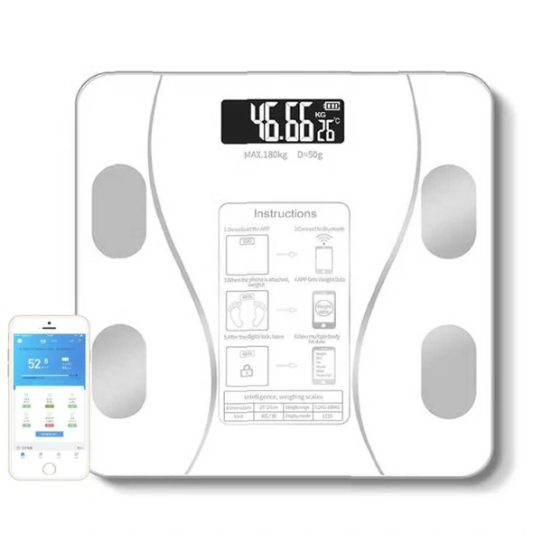 Beyaz Renk Bluetooth Özellikli Akıllı Tartı ( Lisinya )