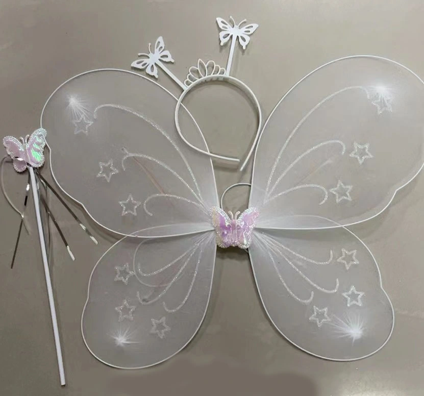 Beyaz Renk Kelebek Kanadı Tacı Ve Sopası ( Lisinya )