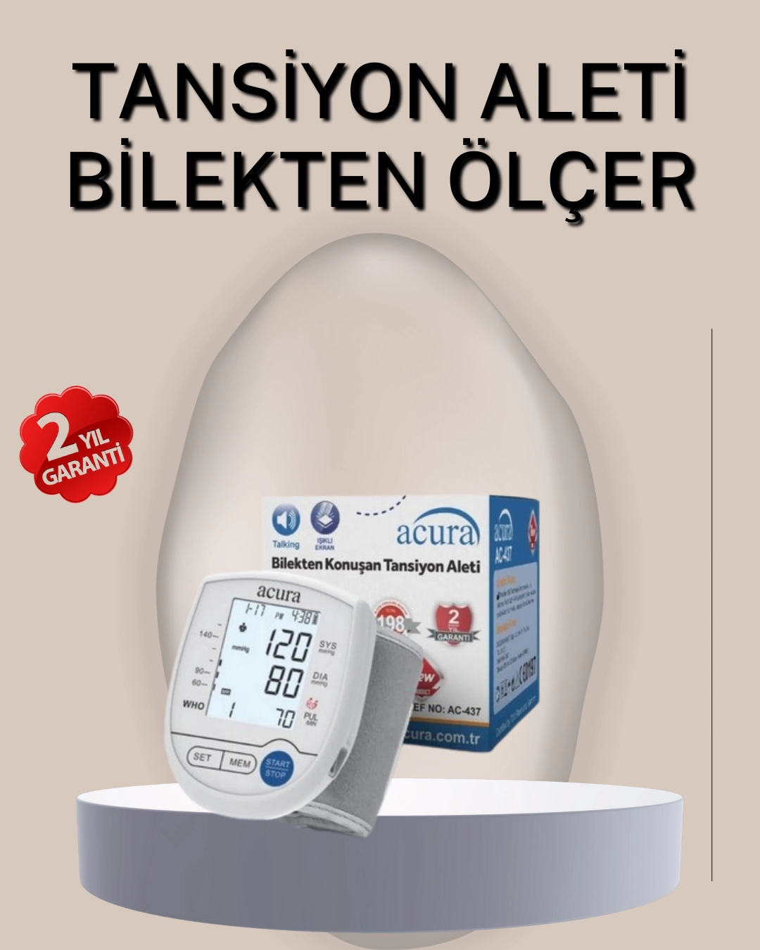 Bilekten Ölçer Tansiyon Aleti Şarjlı-pilli Hafızalı Pratik Kullanım ( Lisinya )
