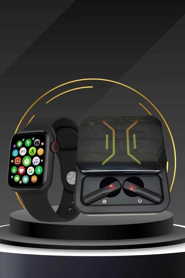 Bluetooth Bağlantılı Kablosuz Kulaklık Ve Yeni Nesil Akıllı Saat 5.0 Bluetooth ( Lisinya )