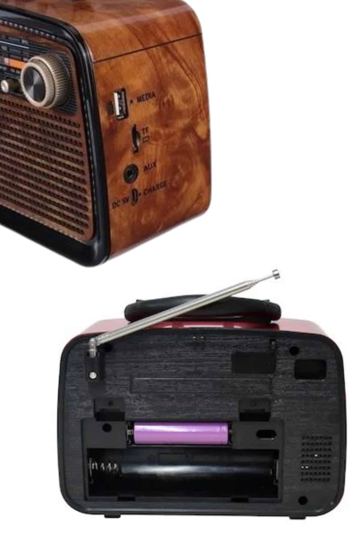 Bluetooth Hoparlör Ahşap Renk Vintage Işıklı Nostaljik Radyo Fm Ahşap Görünümlü ( Lisinya )