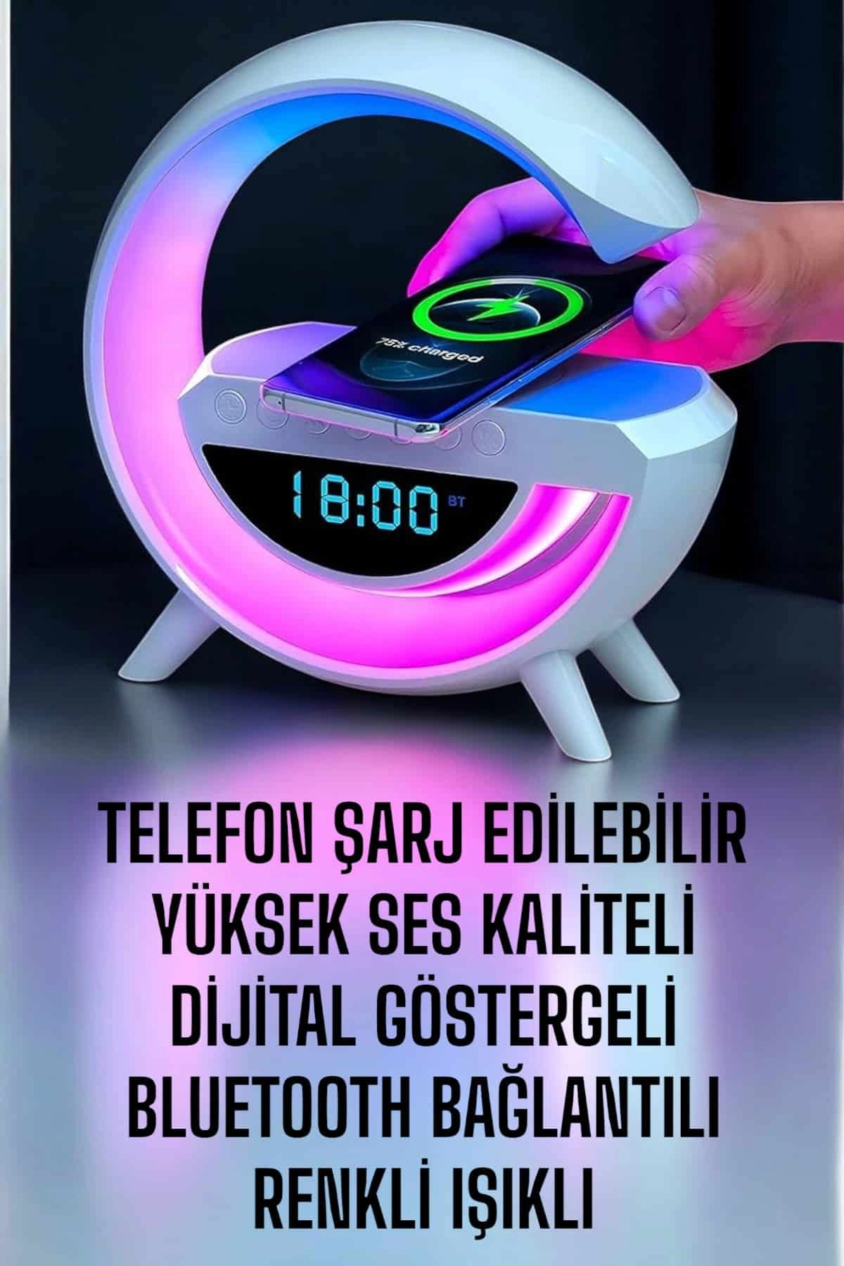 Bluetooth Hoparlör Dijital Göstergeli Wireless Şarj Rgb Işıklı ( Lisinya ) Bluetooth Hoparlör Dijital Göstergeli Wireless Şarj Rgb Işıklı ( Lisinya )