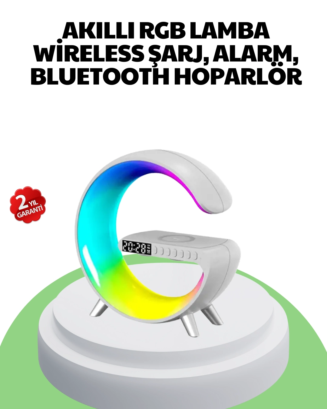 Bluetooth Hoparlörlü Rgb Atmosfer Lambası Kablosuz Şarj Ve Saat Özellikli ( Lisinya ) Bluetooth Hoparlörlü Rgb Atmosfer Lambası Kablosuz Şarj Ve Saat Özellikli ( Lisinya )