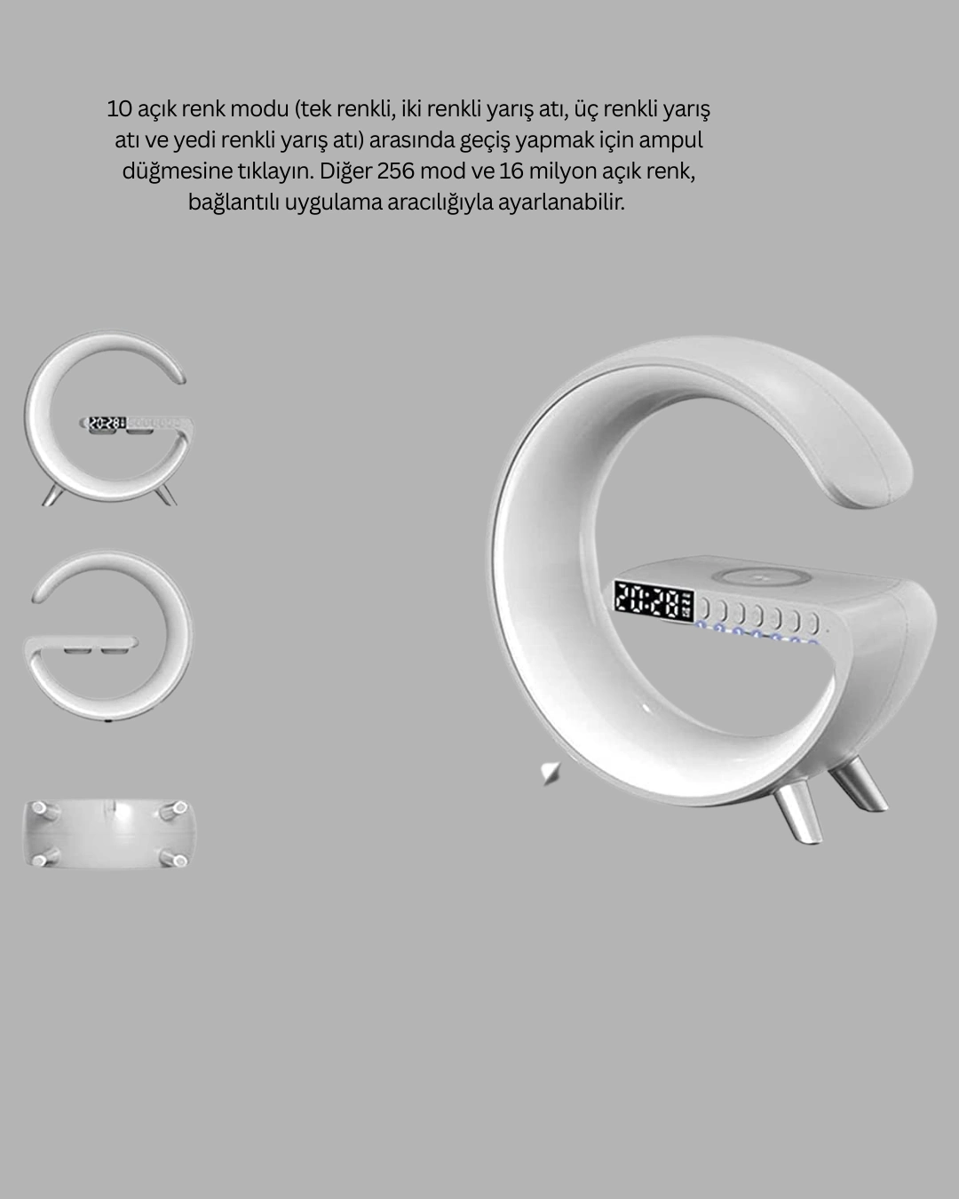 Bluetooth Hoparlörlü Rgb Atmosfer Lambası Kablosuz Şarj Ve Saat Özellikli ( Lisinya ) Bluetooth Hoparlörlü Rgb Atmosfer Lambası Kablosuz Şarj Ve Saat Özellikli ( Lisinya )