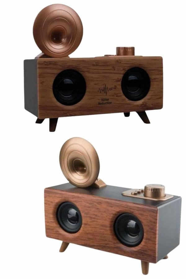 Bluetooth Nostalji Speaker Radyo Gramofon Ahşap Renk Vintage ( Lisinya )