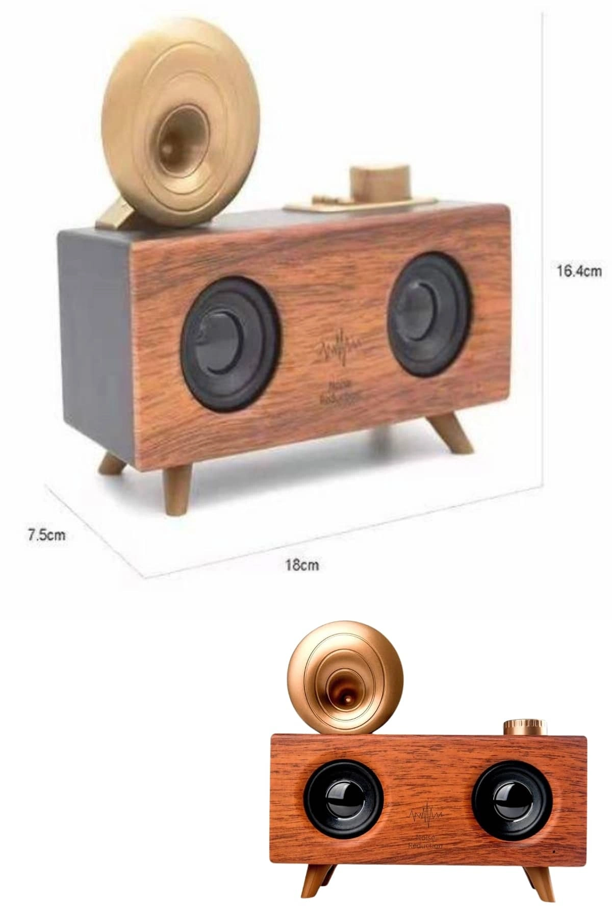 Bluetooth Nostalji Speaker Radyo Gramofon Ahşap Renk Vintage ( Lisinya )