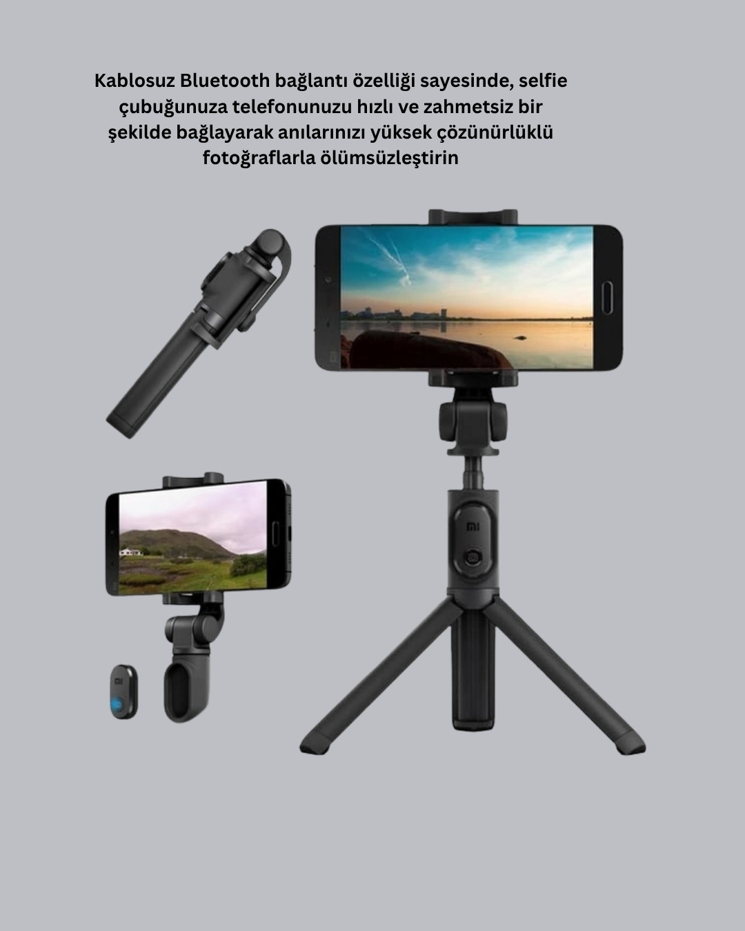 Bluetooth Selfie Çubuğu – 360° Dönebilen Başlık, Kablosuz Bağlantı ( Lisinya )