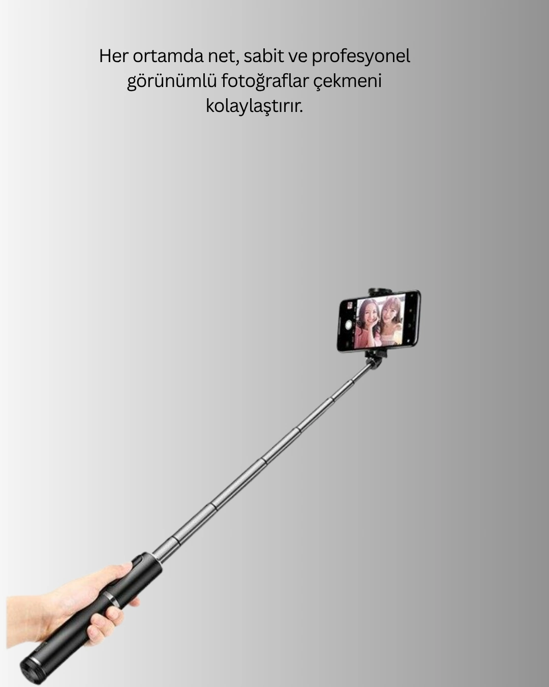 Bluetooth’lu Işıklı Selfie Çubuğu – Katlanabilir, 130 Cm ( Lisinya )