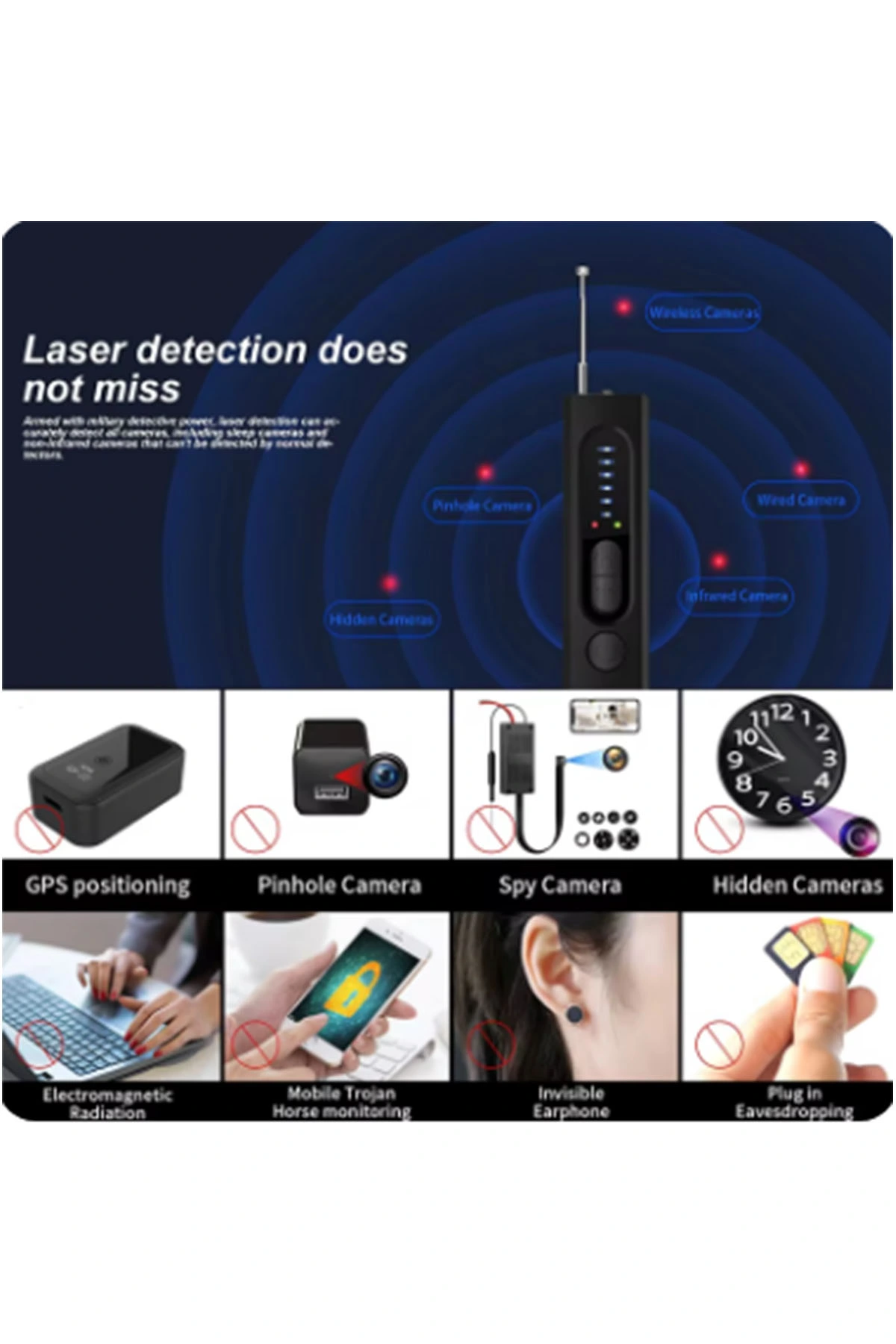 Böcek Arama Kamera Tespit Cihazı Rf Sinyal Dedektörü Akıllı Cihaz﻿﻿ ( Lisinya )