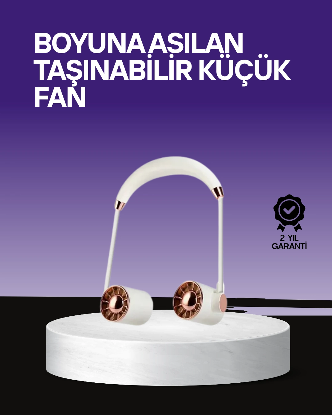 Boyun Askılı Katlanabilir Fan 1000 Mah Usb Şarjlı Taşınabilir ( Lisinya )