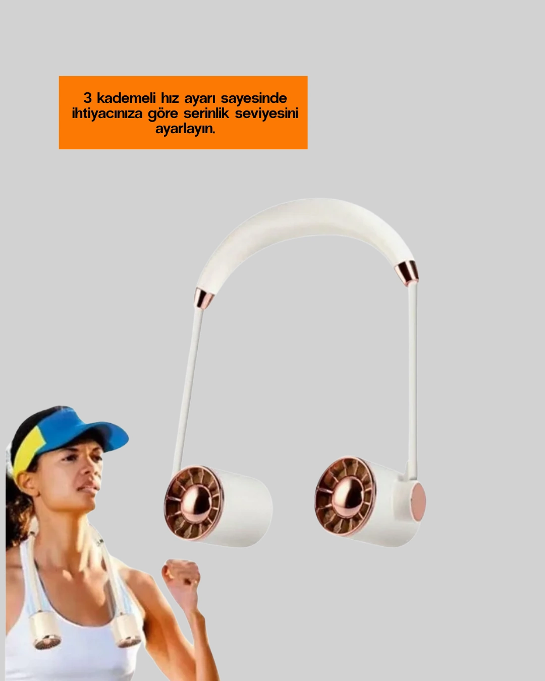 Boyun Askılı Katlanabilir Fan 1000 Mah Usb Şarjlı Taşınabilir ( Lisinya )