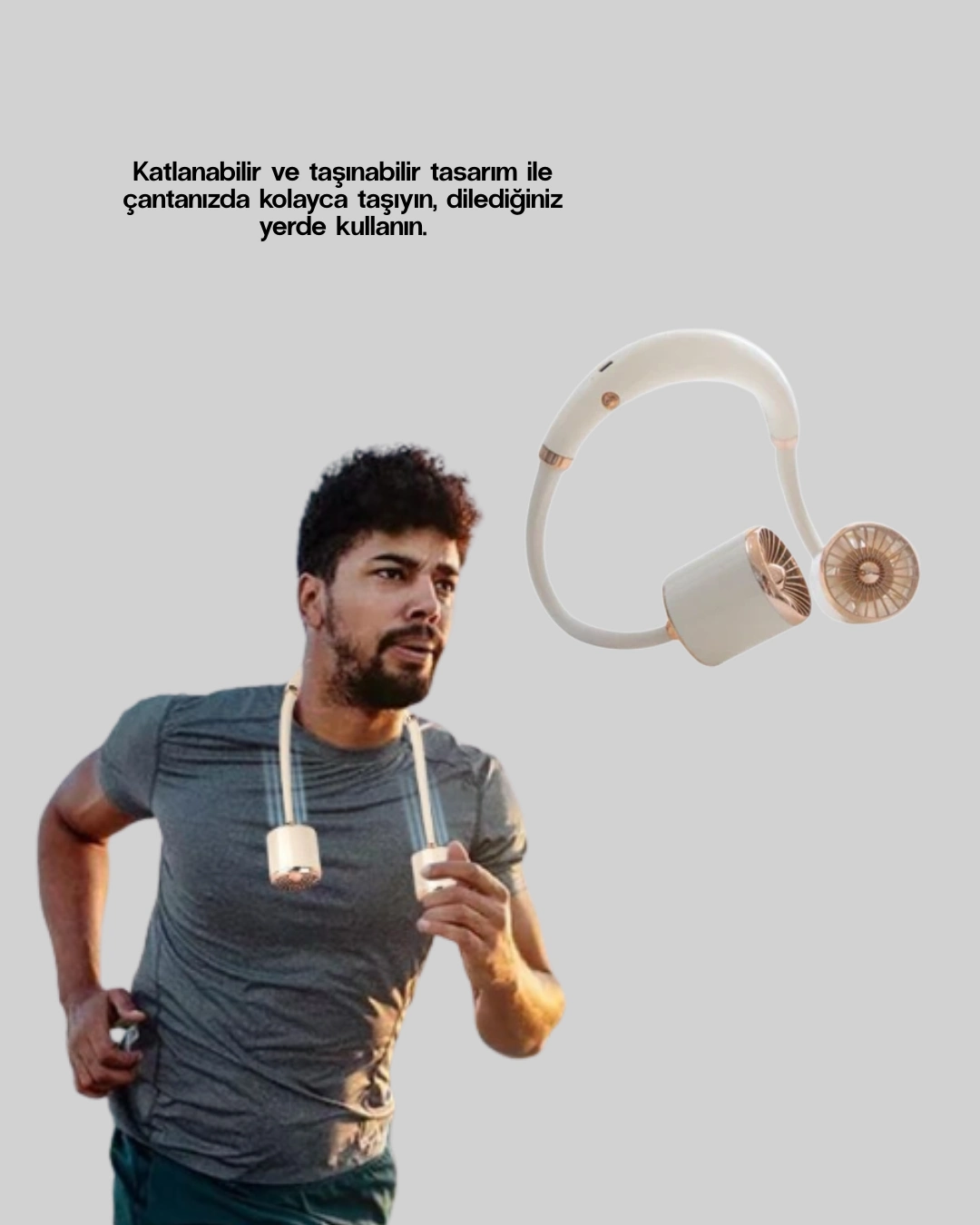 Boyun Askılı Katlanabilir Fan 1000 Mah Usb Şarjlı Taşınabilir ( Lisinya )