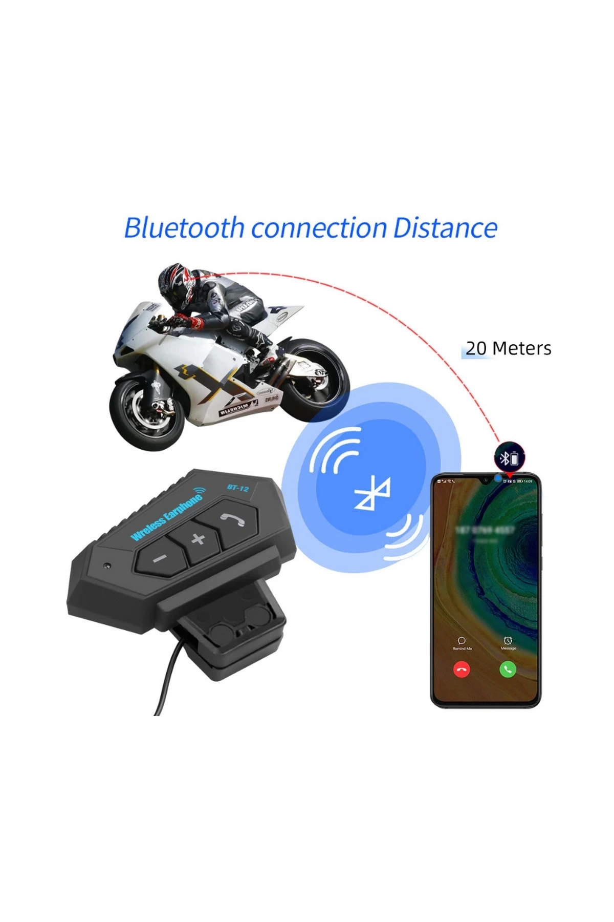 Bt12 Kask Kulaklık Bluetooth Motosiklet Kulaklık Interkom Motorsiklet Kulaklık ( Lisinya )