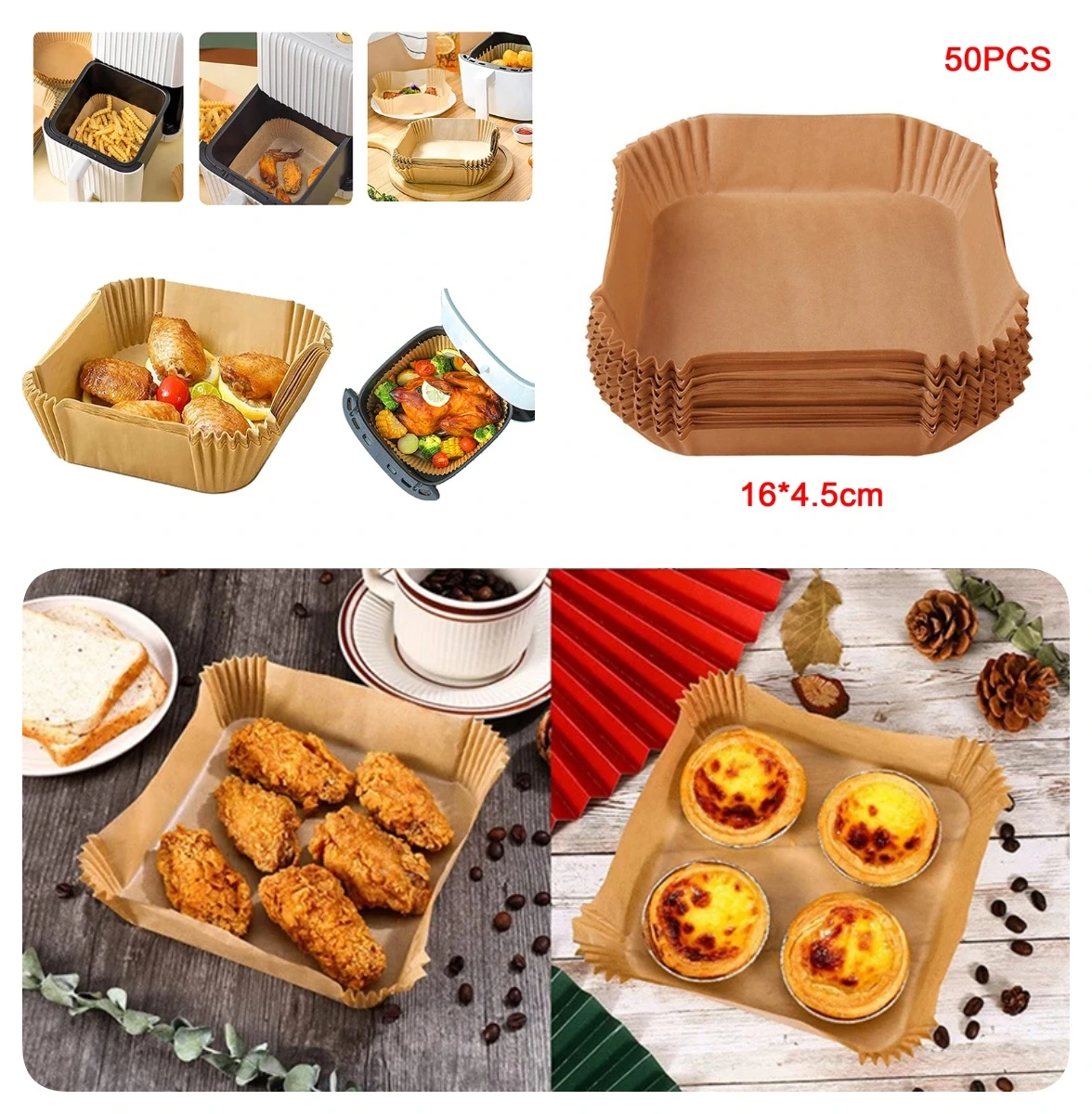 Büyük Boy Air Fryer Fritöz Pişirme Kağıdı 50 Adet ( Lisinya ) Büyük Boy Air Fryer Fritöz Pişirme Kağıdı 50 Adet ( Lisinya )