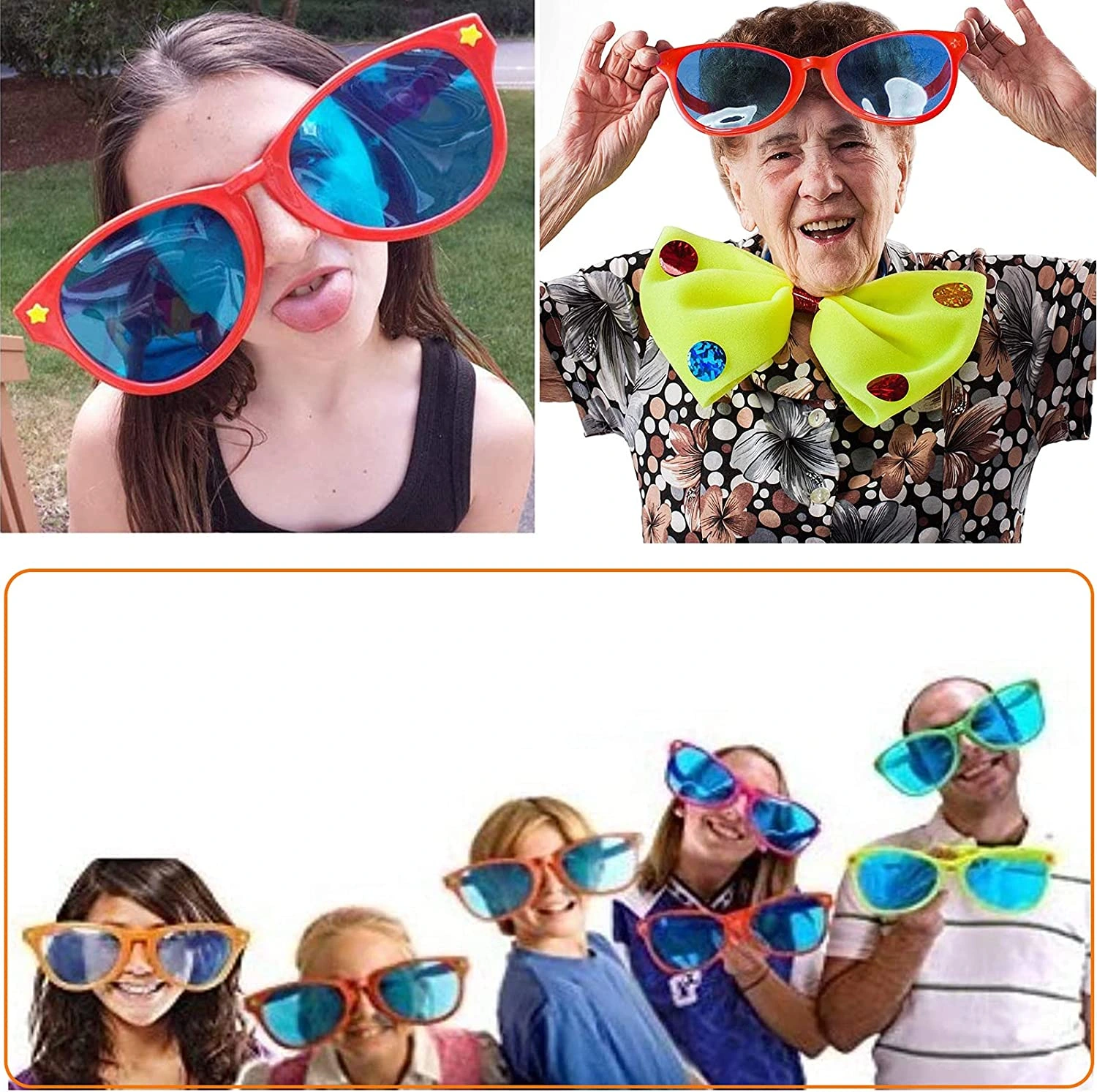 Büyük Parti Gözlüğü Rengarenk 12 Adet ( Lisinya )