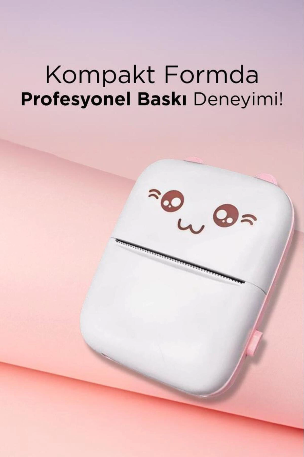C9 Pembe Mini Yazıcı Taşınabilir Termal Yazıcı Kablosuz Bağlantı Ap Kontrol Cep Yazıcısı ( Lisinya )