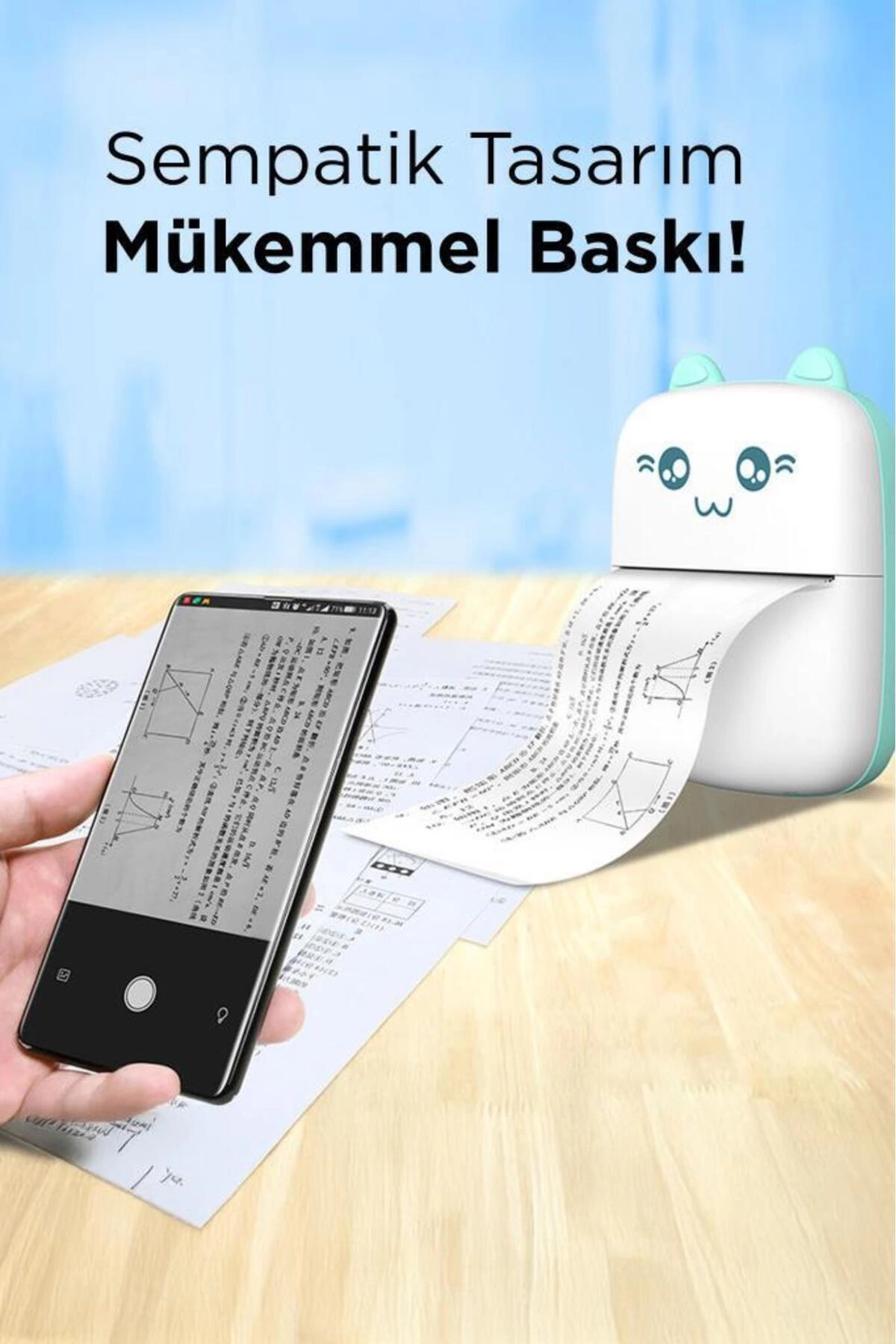 C9 Pembe Mini Yazıcı Taşınabilir Termal Yazıcı Kablosuz Bağlantı Ap Kontrol Cep Yazıcısı ( Lisinya )
