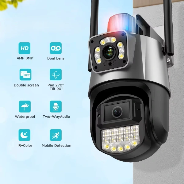 Çakarlı Çift Lensli Dış Mekan Güvenlik Kamerası ( Lisinya )