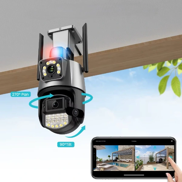 Çakarlı Çift Lensli Dış Mekan Güvenlik Kamerası ( Lisinya )