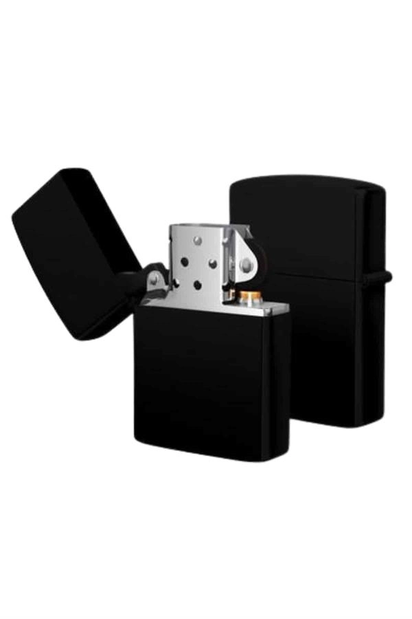 Çakmak Parlak Siyah  Benzinli Çakmak Cep Boy Doldurulabilir ( Lisinya )